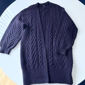 Topshop Deep Purple Cable Knit Cardigan